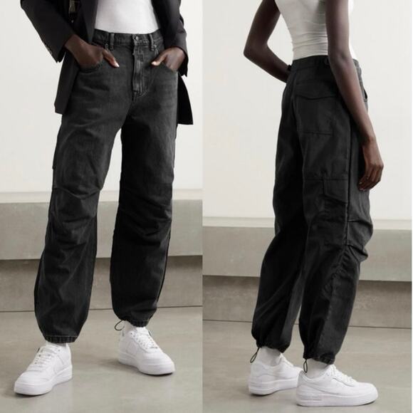 Alexander Wang HYBRID pack BARREL cargo jeans BLACK denim x nylon women’s 27 NEW - Picture 13 of 13